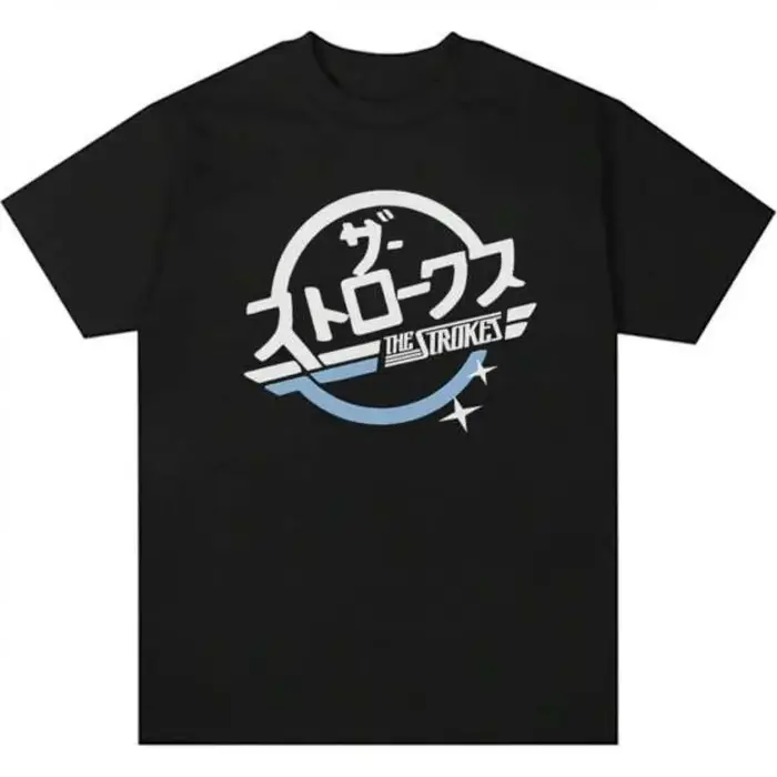 T-shirt avec logo du groupe The Strokes pour hommes et femmes, imprimé japonais avec graphique emblé