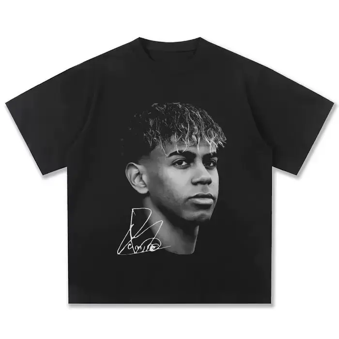 T-shirt imprimé portrait noir et blanc pour hommes et femmes, culture du football vintage, coton, ma