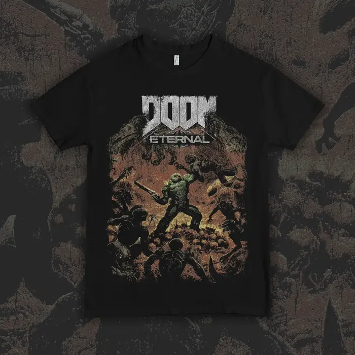 T-shirt Doom Slayer Premium pour fans de jeux vidéo, vêtements surdimensionnés, streetwear pour homm