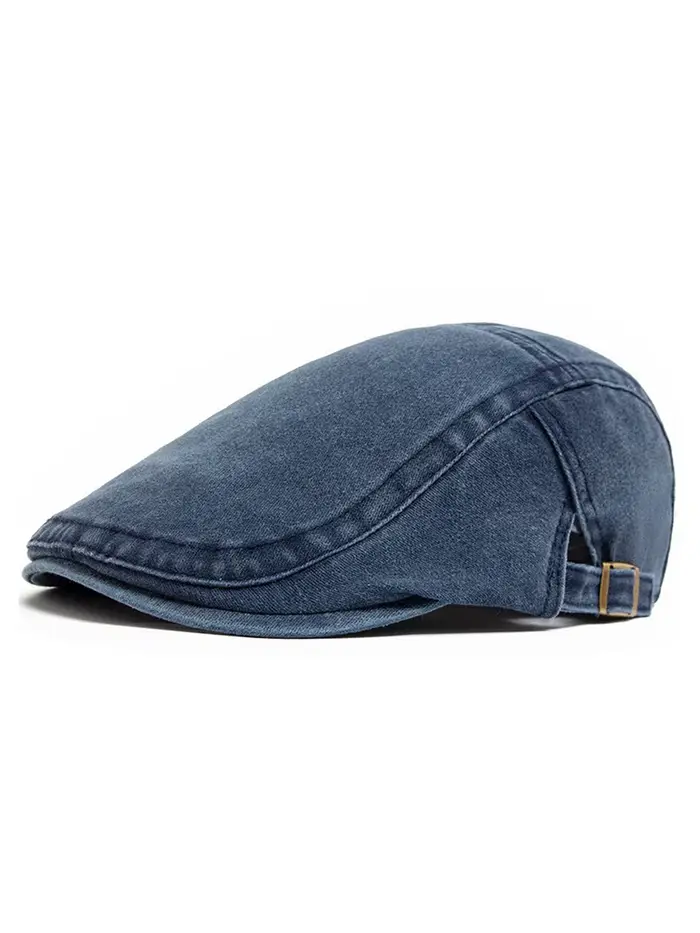 Casquette plate en coton délavé style vintage pour homme, casquette gavroche, casquette Ivy à visièr