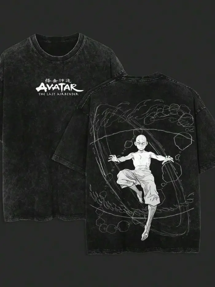 Aang graphique t-shirt Anime Avatar coton vêtements pour hommes femmes Vintage lavé T-shirts décontr