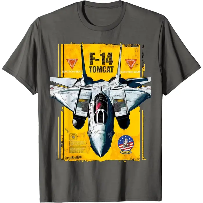 T-shirt graphique F-14 Tomcat Fighter Jet pour hommes, impression cool sur le thème de l'aviation mi