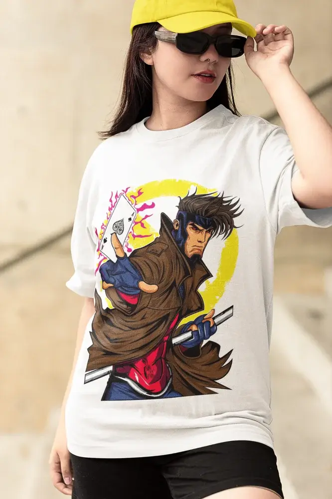 Gambit Card Trick T-Shirt x-men pour hommes, chemise unisexe grise, toutes tailles
