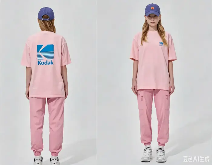 T-shirt graphique Kodak Blue K Logo imprimé au dos, collection été 2026, unisexe, coupe oversize, st