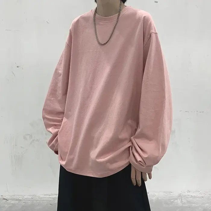 2025 nouveau T-Shirt en coton de couleur unie à manches longues coupe ample grande taille