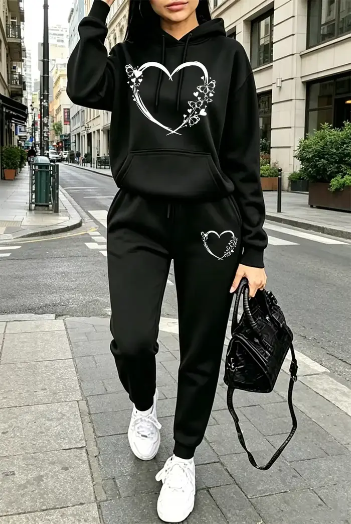 Ensembles décontractés pour femmes : Sweat à capuche et pantalon de sport polyvalents pour l'automne et l'hiver