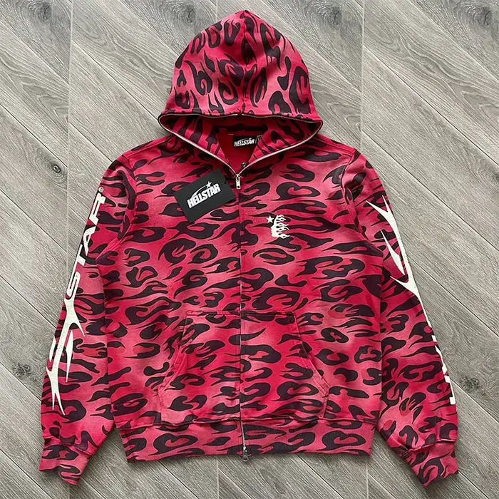Sweat à capuche zippé HS Cheetah en violet, vert, rouge