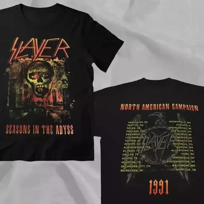 SLAYER Band Season in The Abyss 1991 Tour North America Campagne T-Shirt surdimensionné Y2k hommes f