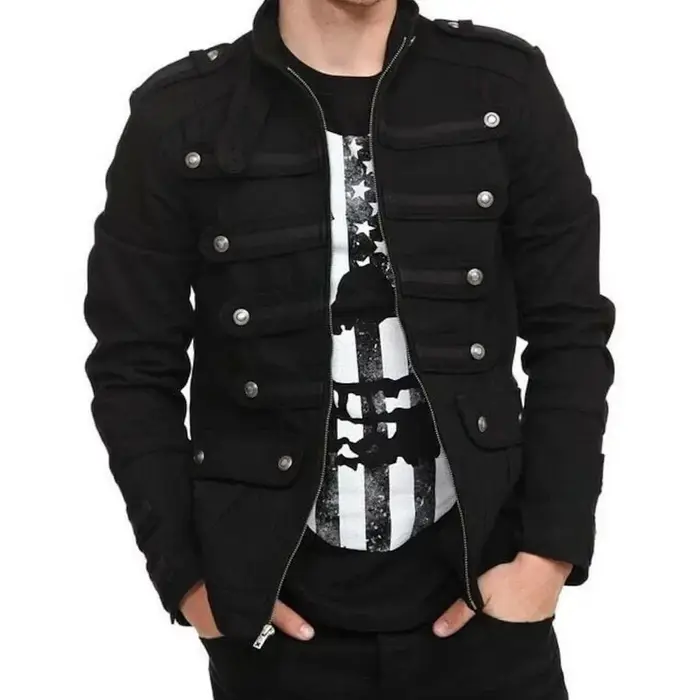 Veste de groupe d'uniforme de garde de défilé militaire Vintage Steampunk gothique noir pour hommes
