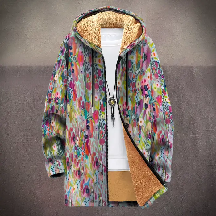 Veste à capuche à imprimé floral