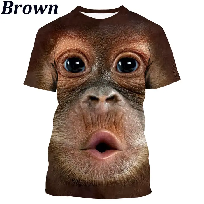 Nouvelle mode parodie gorille Fun singe 3D imprimé T-shirt hommes et femmes été décontracté à manche