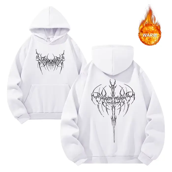 Sweat-shirt à capuche imprimé épineux pour hommes, coupe ample, épais, tendance, pour l'automne et l