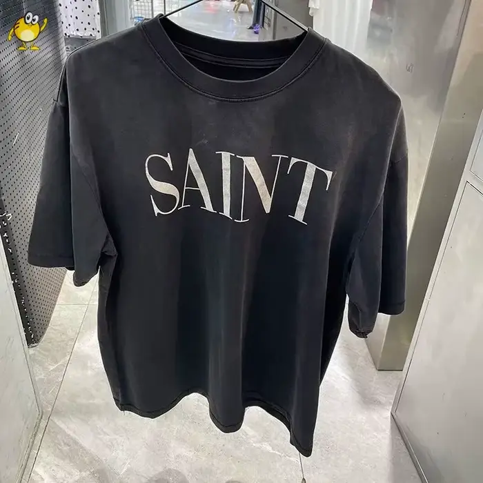 T-shirt rétro à manches courtes avec logo SAINT pour hommes et femmes, vêtements de rue, haut imprim