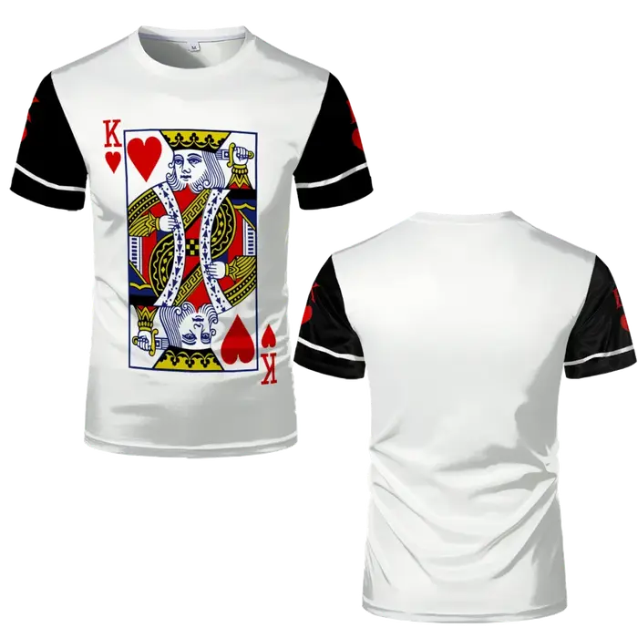 T-shirt graphique à manches courtes pour hommes, imprimé coeur 3D, col rond, vêtements décontractés 