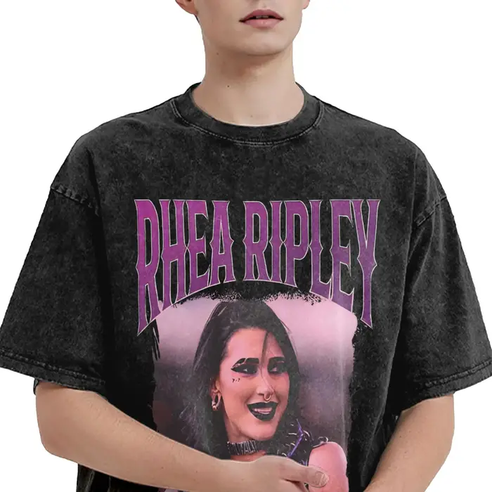 Hommes femmes rhea ripley lutte lutteur t-shirt 100% coton graphique t-shirts haut vêtements