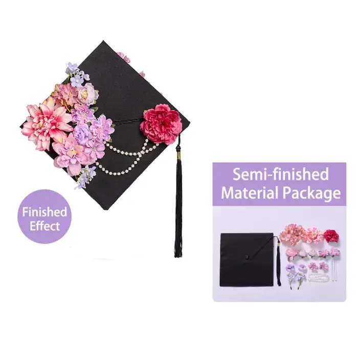 Casquette de Trencher à fleurs, casquette de remise de diplôme, planche à mortier, chapeau académiqu