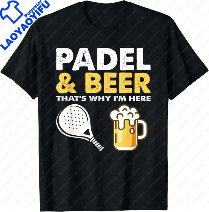 T-shirt drôle Padel & Beer That'st Why I'm Here pour hommes, vêtements de raquettes de tennis, t-shi