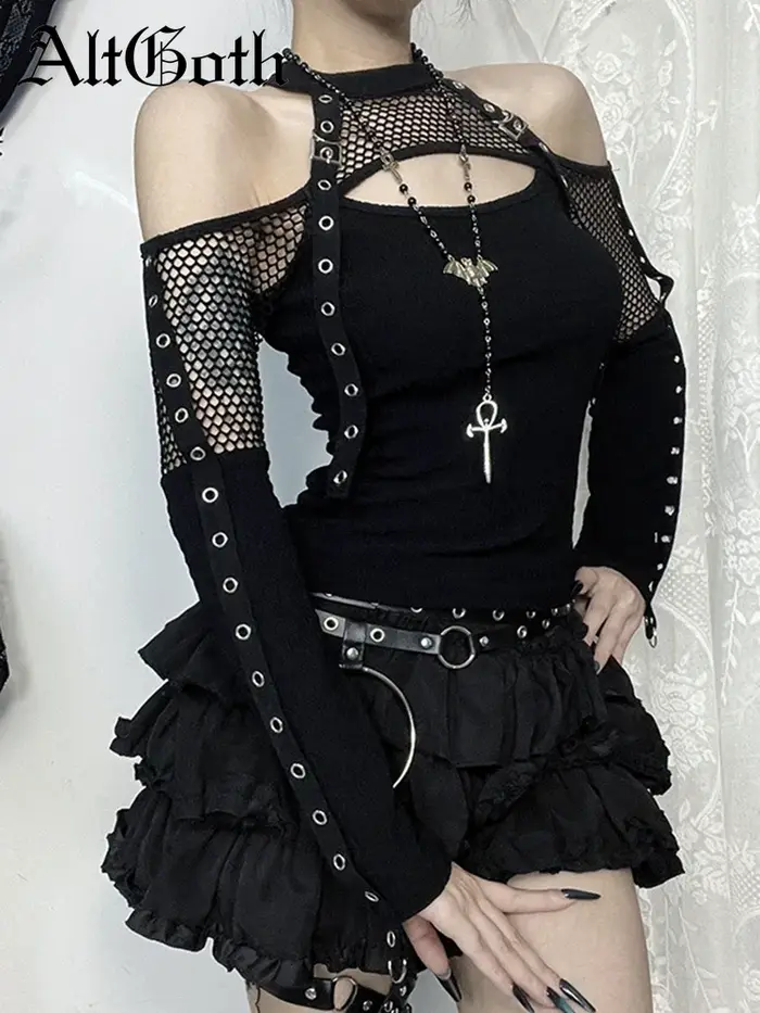 Orifice Goth Mall Gothic Sexy T-Shirt pour femmes