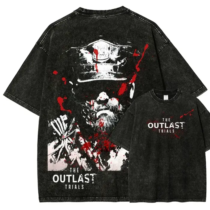 T-shirt imprimé graphique The Outlast Trials, jeu d'horreur, d'action et d'aventure, pour hommes et 