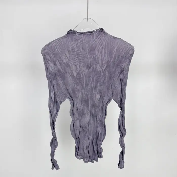 T-shirt femme polyvalent élégant élastique mince décontracté 2025 été nouveau hauts pullover Miyake 