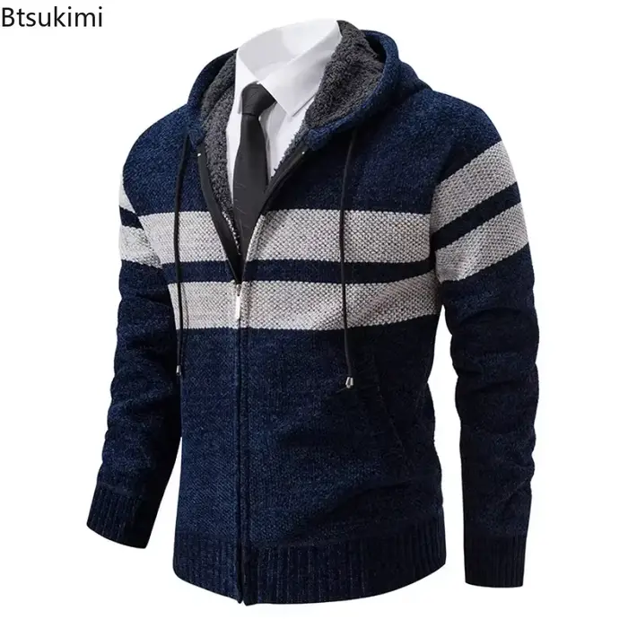 Nouveau 2026 hommes à capuche Cardigans pull manteaux tricoté