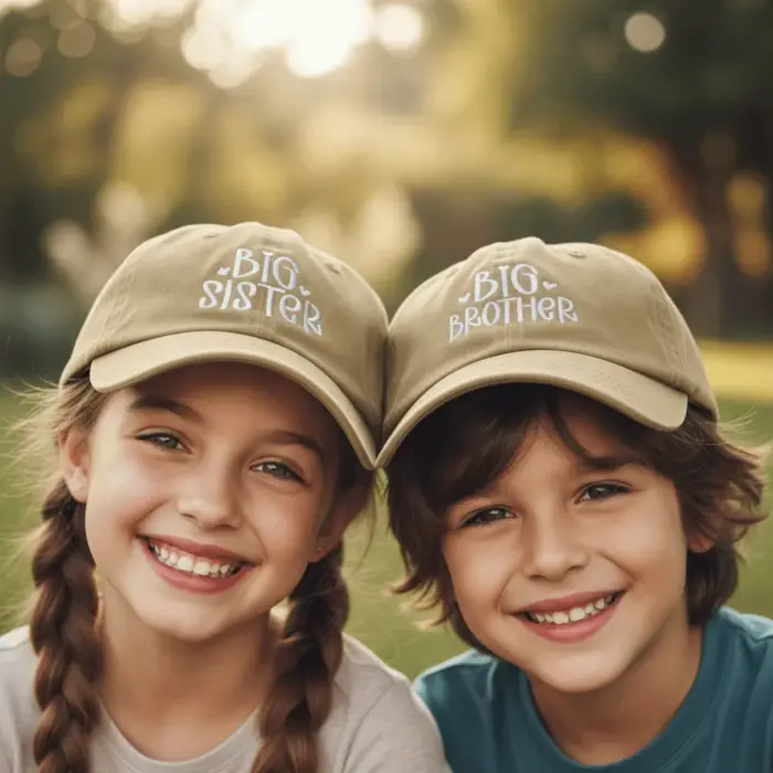Casquettes de baseball ajustables et respirantes en coton lavé pour frères et sœurs