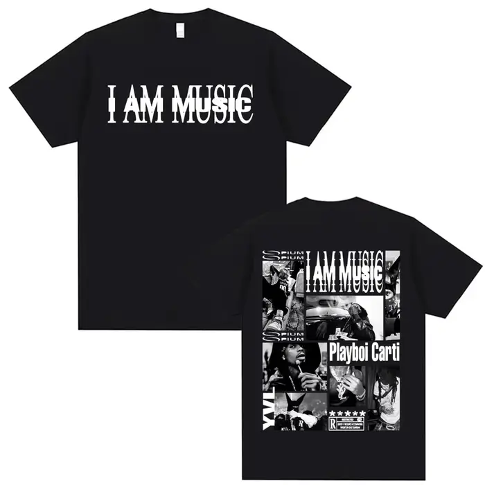 T-shirt pour homme avec logo de l'album I AM MUSIC du rappeur Playboi Carti, mode gothique, hip-hop,