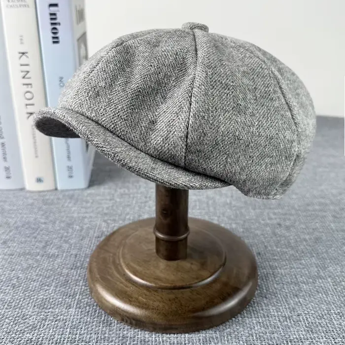 Casquette octogonale grise Vintage laine casquettes de gavroche haute qualité hommes femmes bérets décontracté