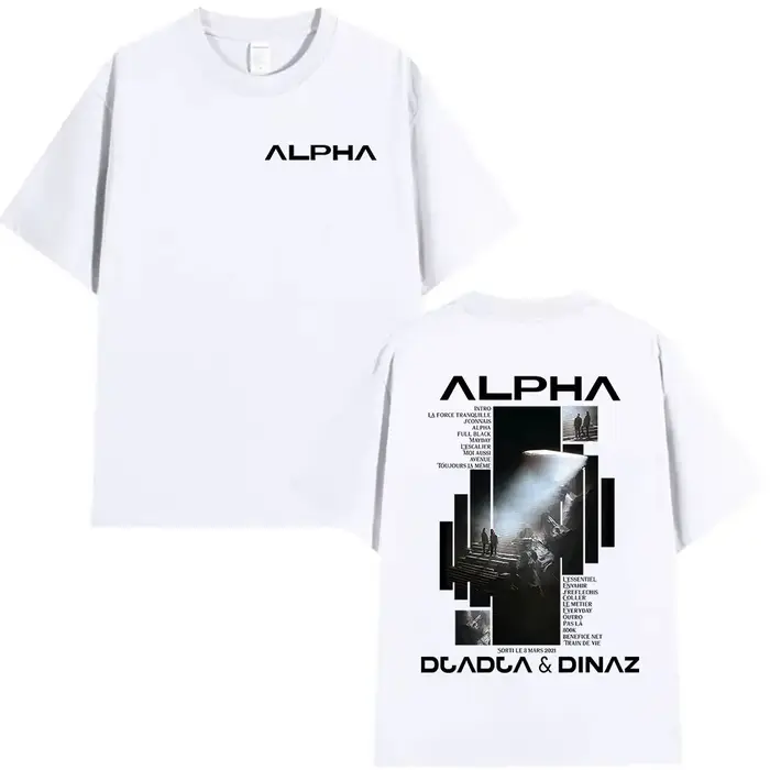 Rappeur Alpha Djadja & Dinaz Album 2025 T-Shirts graphiques hommes Hip Hop gothique à manches courtes T-shirt pur coton