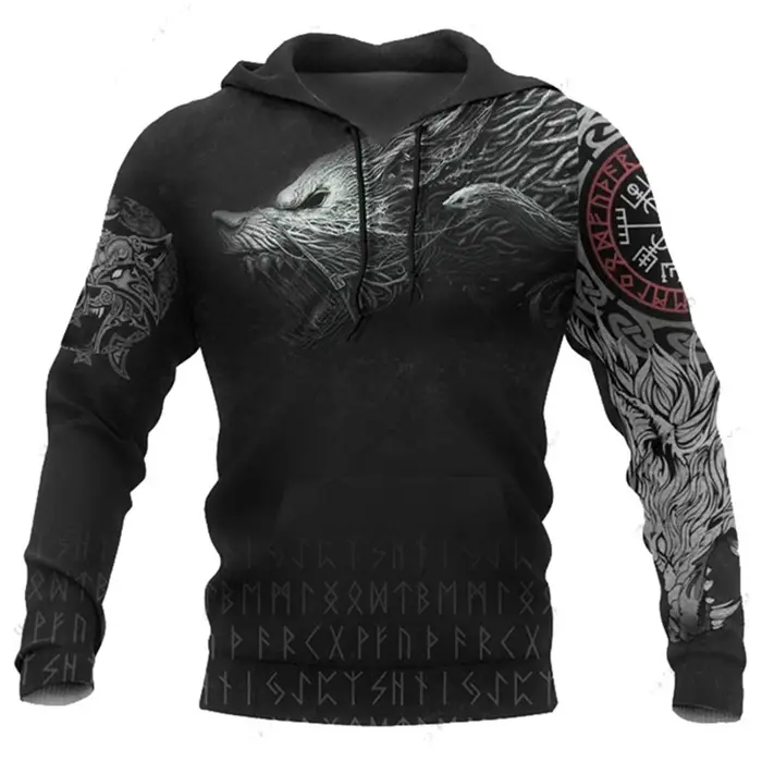 Sweat à capuche à manches longues imprimé 3D pour hommes