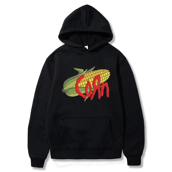 Korn maïs drôle Meme graphique à capuche hommes femmes Vintage gothique Rock sweat homme décontracté polaire coton