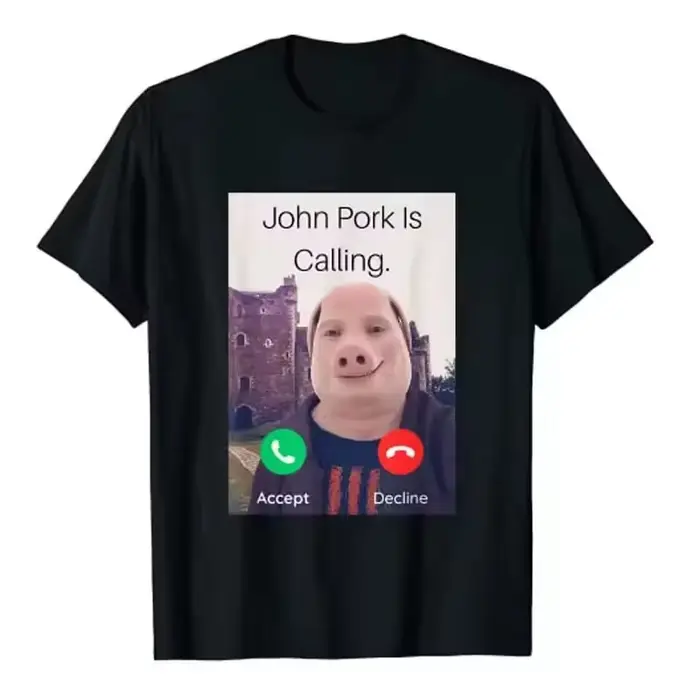 T-shirt John Pork Is Answering the Phone avec motif cochon amusant