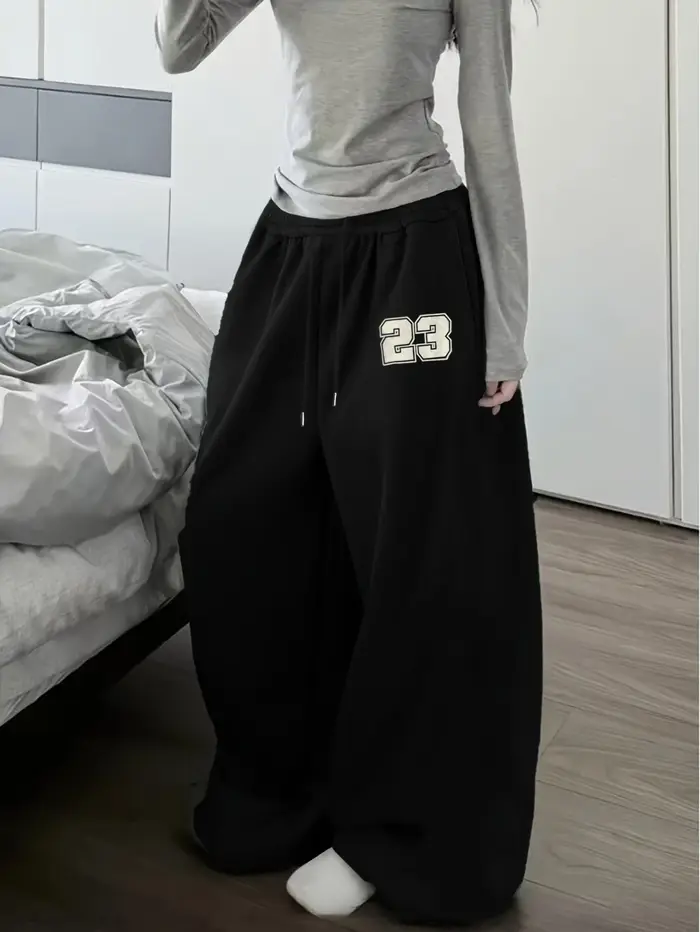 Pantalon de survêtement décontracté pour femme, style streetwear, avec imprimé numérique, en molleto