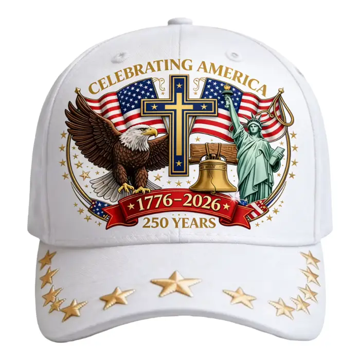 Casquette de baseball imprimée drapeau américain 1776-2026, casquette patriotique d'extérieur en cot