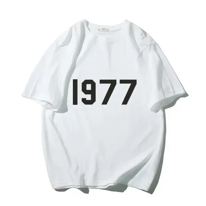 Chemise imprimée en coton de marque de mode coréenne - vintage 1977 - styles homme et femme - streetwear - manches courtes col rond
