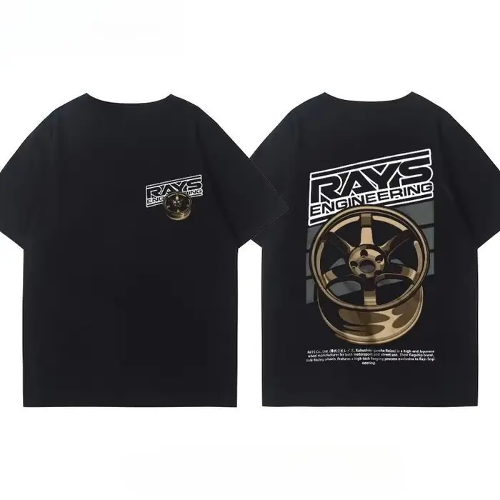 T-shirt d'été 2026 à manches courtes pour hommes et femmes, motif moyeu de roue de voiture modifié, 