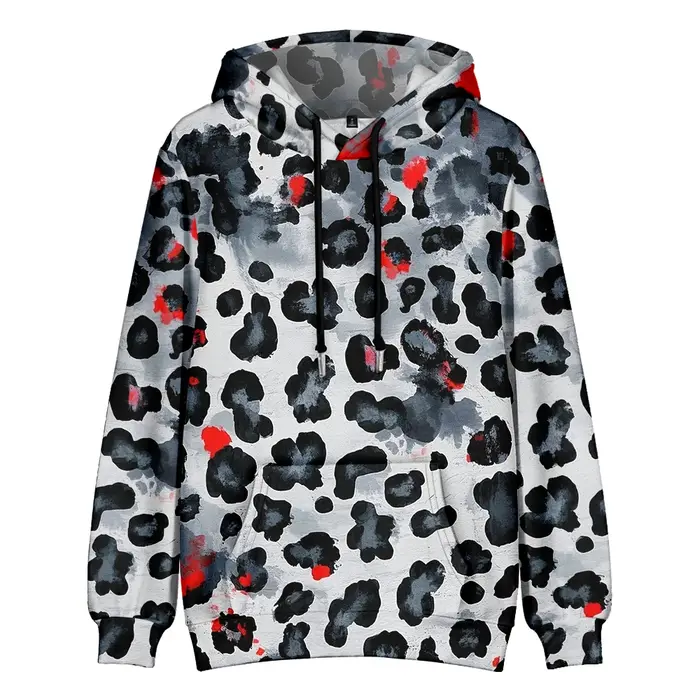 Sweat à capuche imprimé léopard coloré pour hommes, pull à manches longues, dégradé de teinture par 