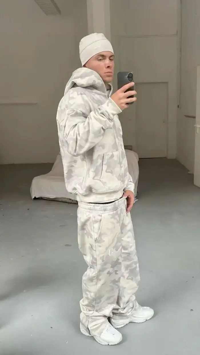 Ensemble deux pièces camouflage gris pour homme
