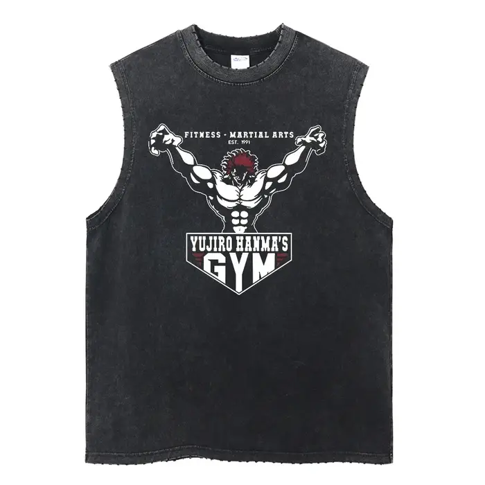 Anime Baki graphique gilet haute qualité coton hommes femmes vêtements de sport lavé surdimensionné 