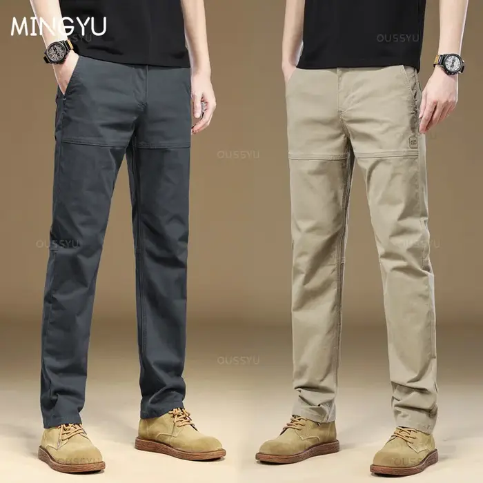 MINGYU marque vêtements hommes Cargo pantalons de travail 97% coton épais couleur unie porter coréen gris pantalon décontracté mâle grande taille 38 40
