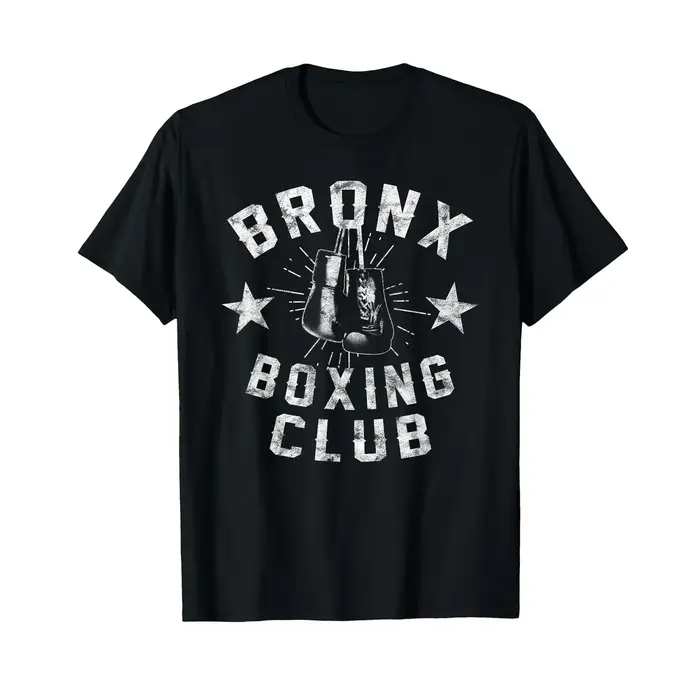 T-shirt vintage délavé Bronx Boxing Club pour homme – Doux, respirant, imprimé graphique, légèrement déchiré, idéal pour le quotidien