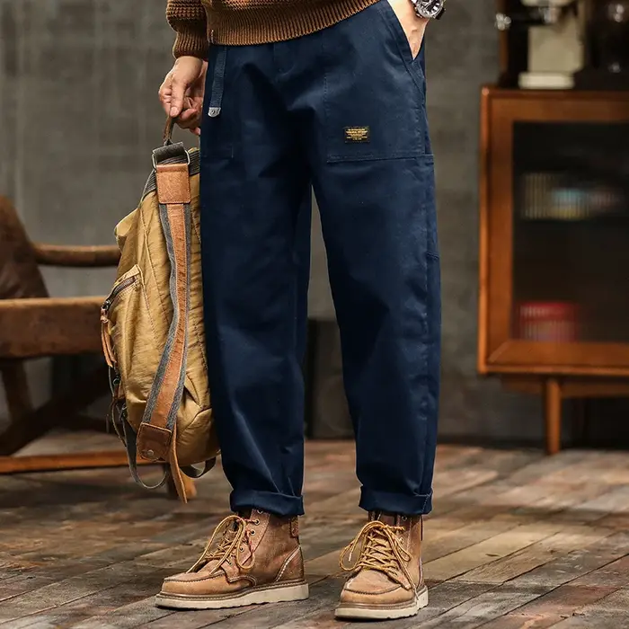 Pantalon épissé avec ceinture américaine, décontracté, tendance, vêtements pour hommes, printemps et