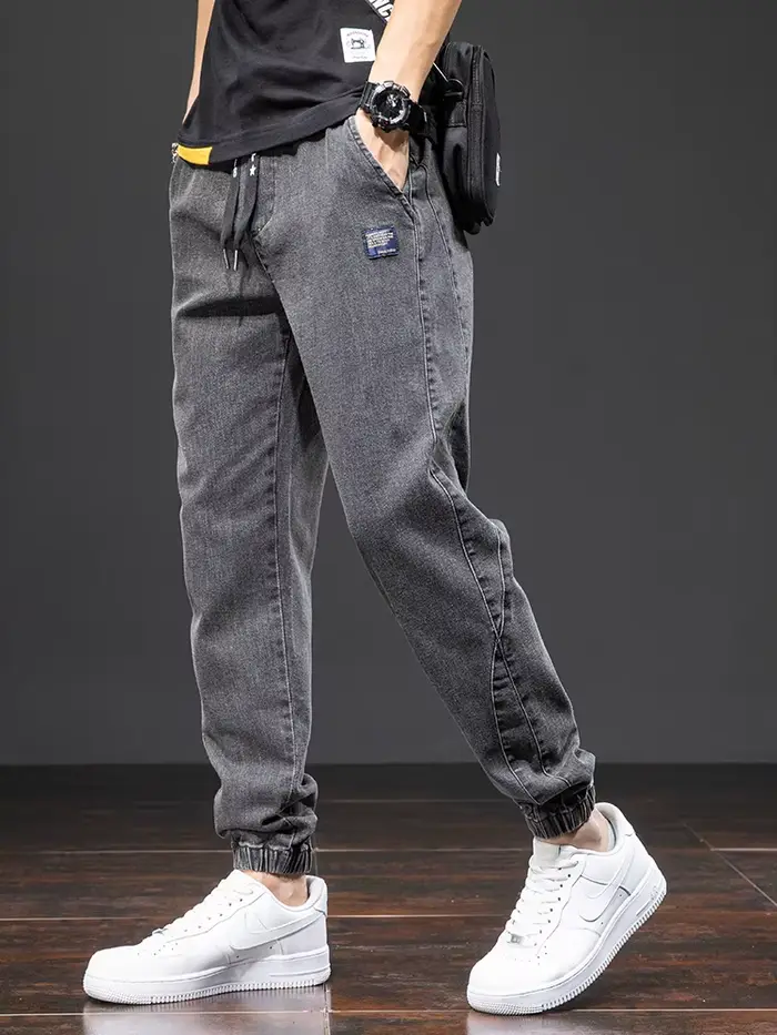 Printemps été noir bleu Cargo Jean hommes Streetwear Denim survêtement pantalon