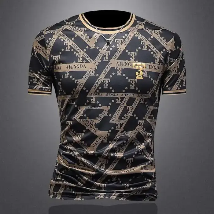 Mode européenne lettre imprimer hommes T-shirt 2025 été tendance col rond haut
