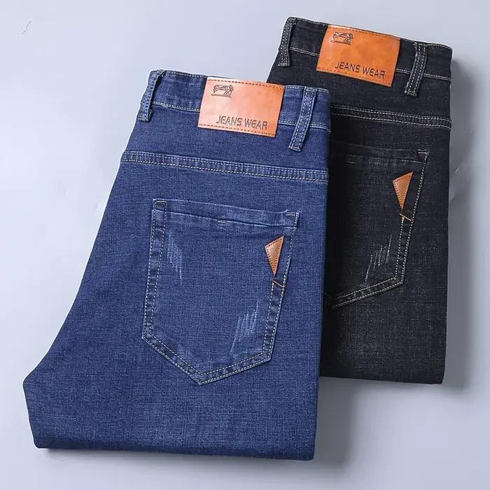 Jean droit pour hommes, pantalon Slim, extensible, confortable, doux, en Denim, pour affaires, vêtem