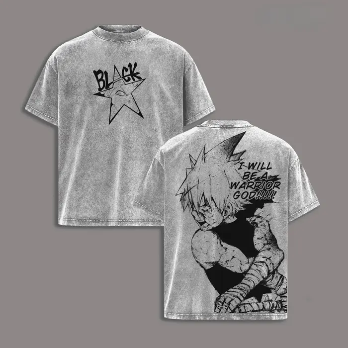 T-shirt Anime Soul Eater Black Star Tendance Y2K Vintage Lavé pour Hommes et Femmes – Vêtements d'Ét