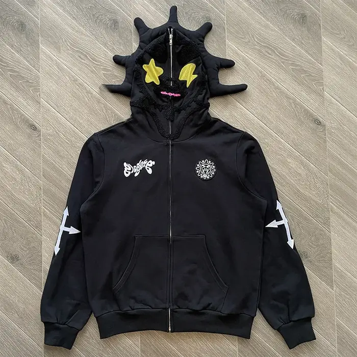 Sweat à capuche zippé gris ou noir Glo Gang