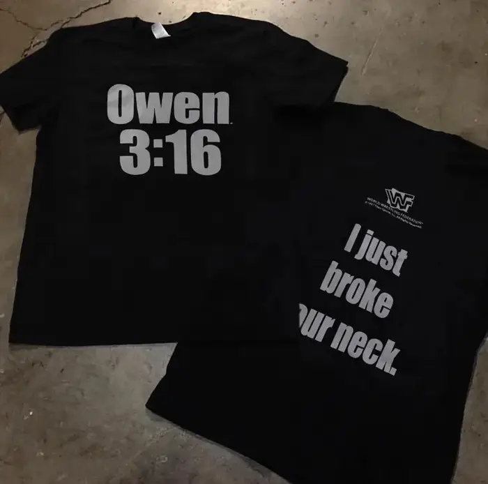 3-16 Owen Hart 1997 VTG T-shirt noir double face