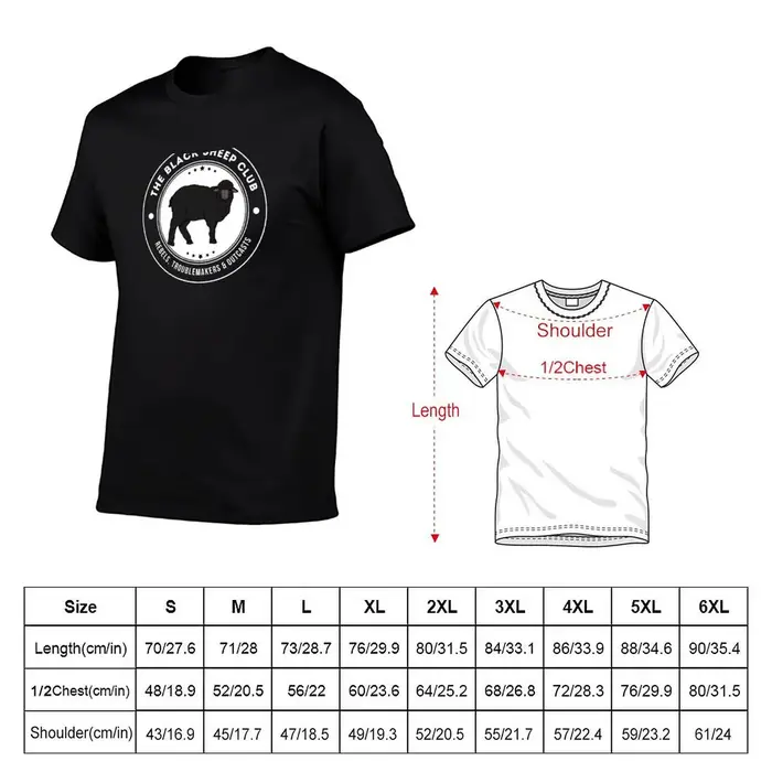 T-shirt The Black Sheep Club (texte blanc) à manches courtes et extensibles