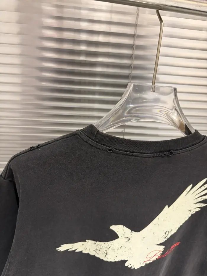 T-shirts Vintage Protocole Délavé et Usé Décontracté Ample à Manches Courtes pour Hommes et Femmes